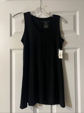 Warehouse Black Sleeveless V-Neck A-Line Dress